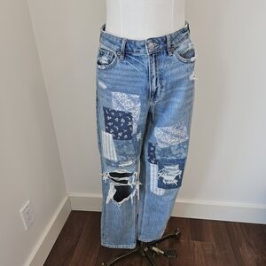 AE Patchwork Distressed Blue Jeans
